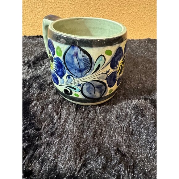 Tonala Pottery Oversized Mugs Geometric & Floral Patterns Set Of 2 - Picture 4 of 10
